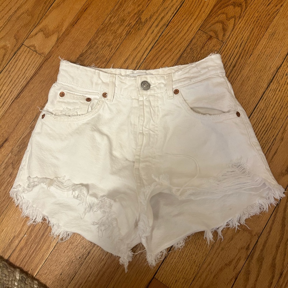 Zara white jean shorts